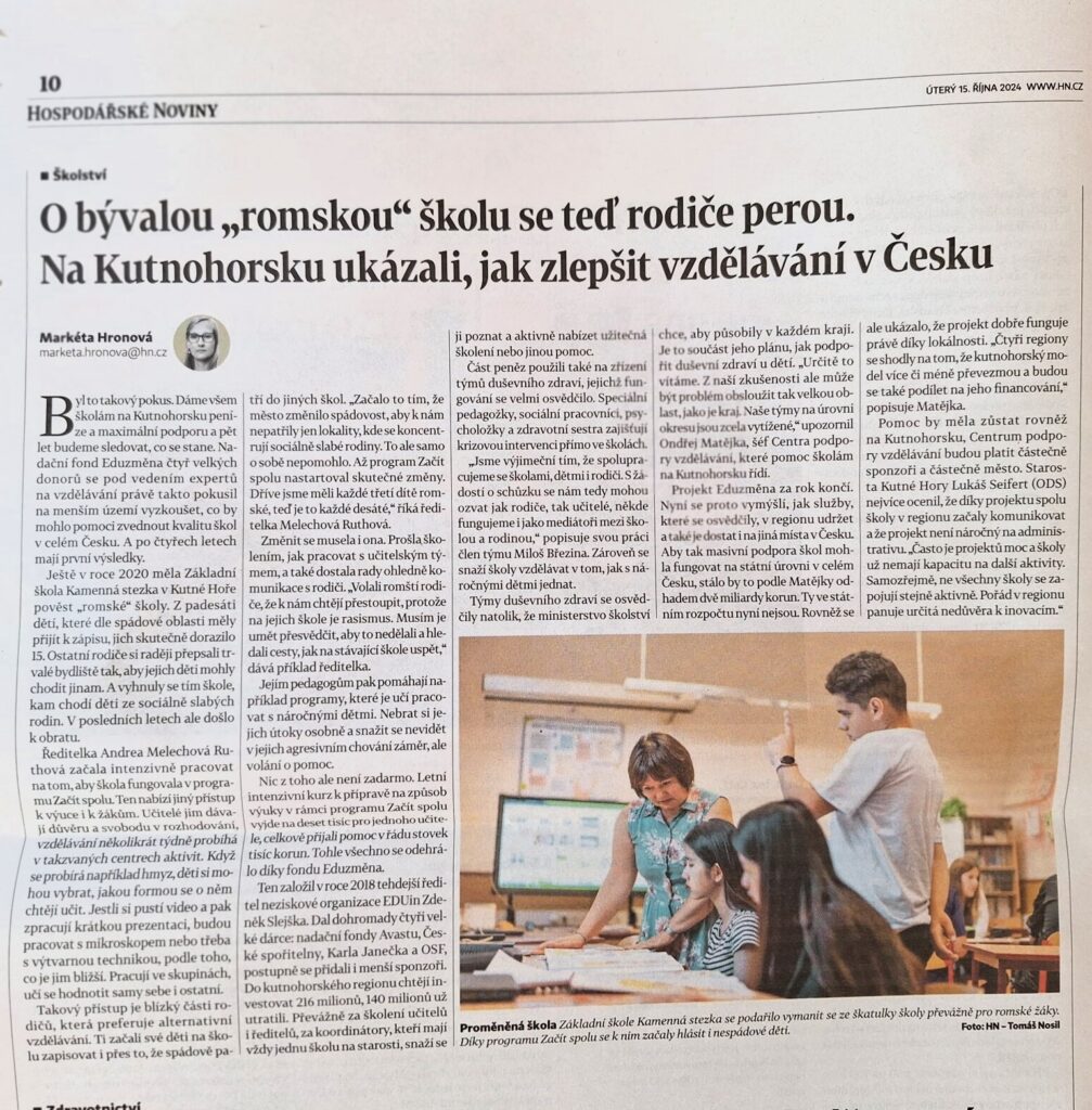 Začít spolu v Hospodářských novinách