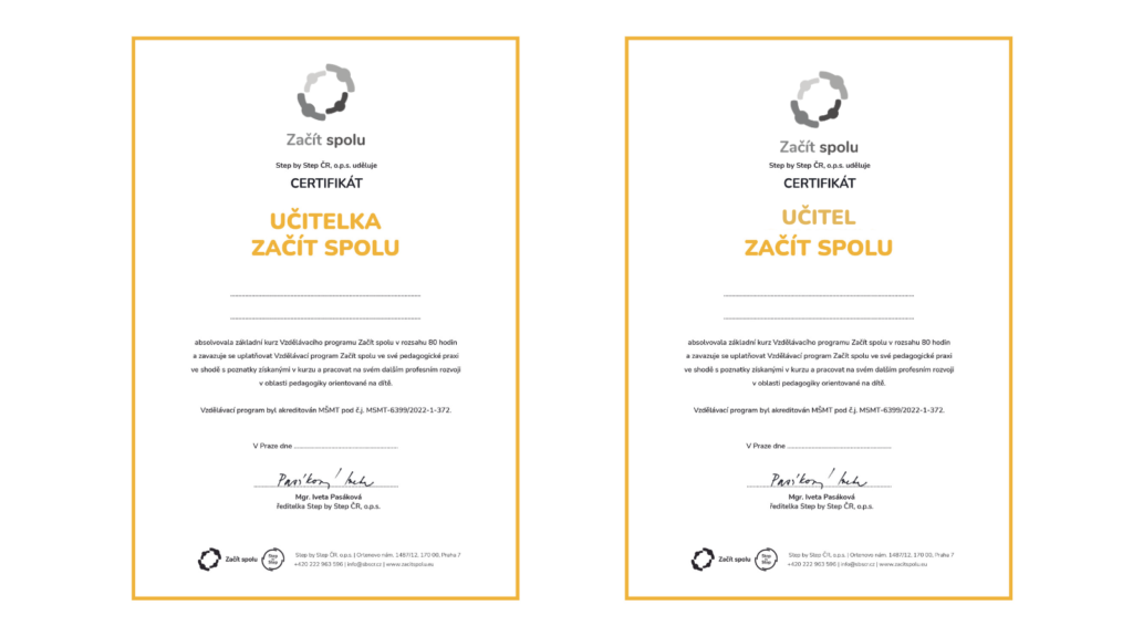 CERTIFIKÁT UČITEL*KA ZAČÍT SPOLU